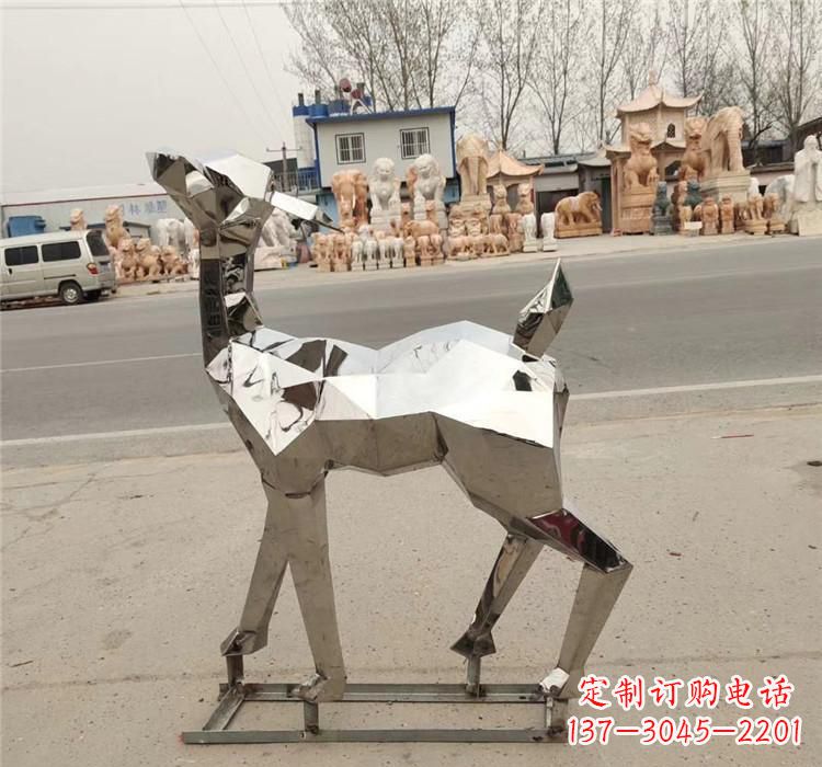 甘肃不锈钢几何小鹿雕塑精美艺术品
