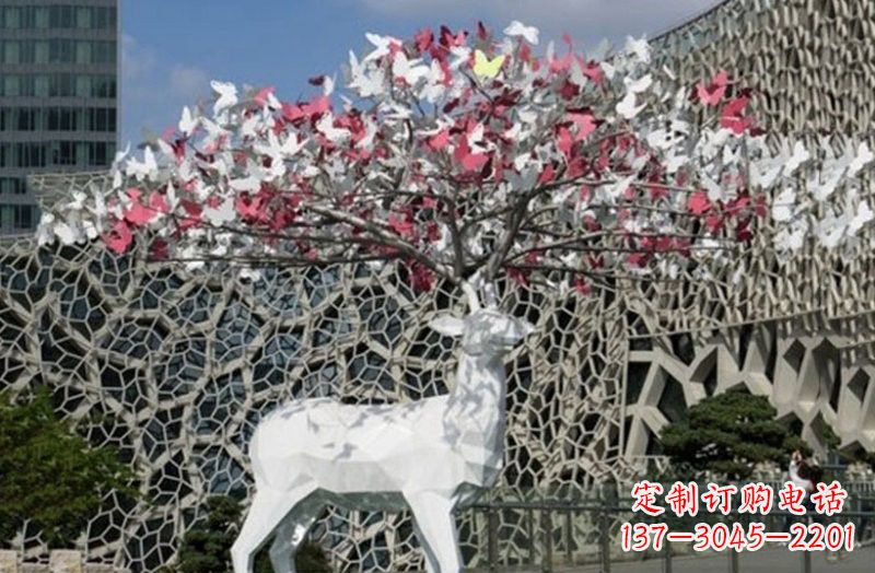 甘肃不锈钢几何小鹿雕塑精致之美