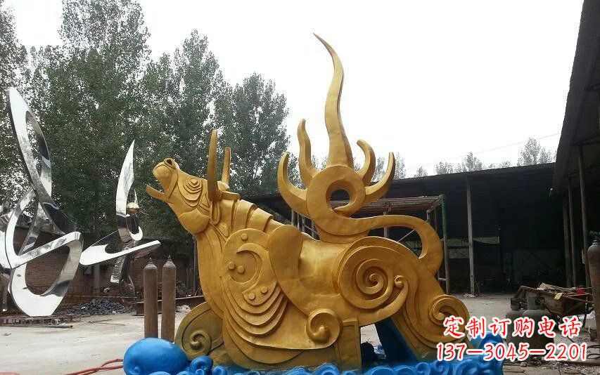 甘肃不锈钢金牛卧波雕塑——传承文化的艺术瑰宝