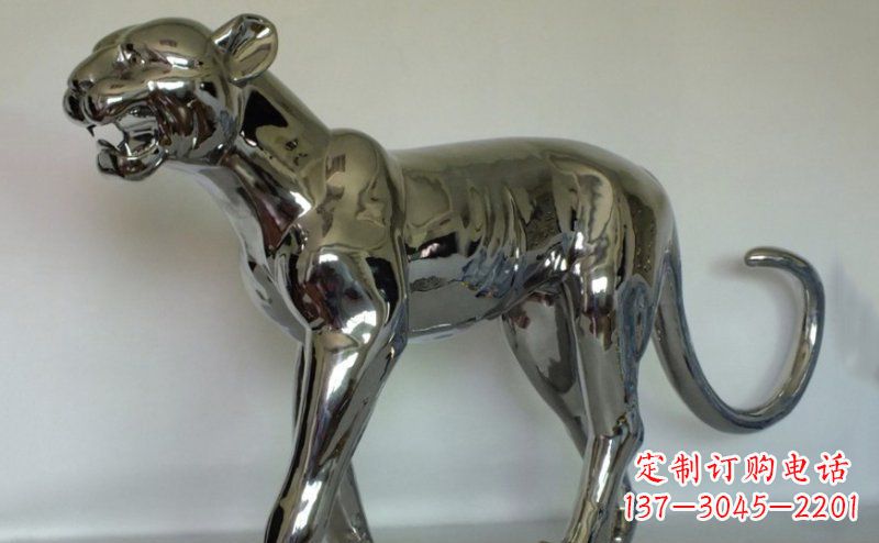 甘肃不锈钢金钱豹雕塑给人以高贵气质的艺术瑰宝