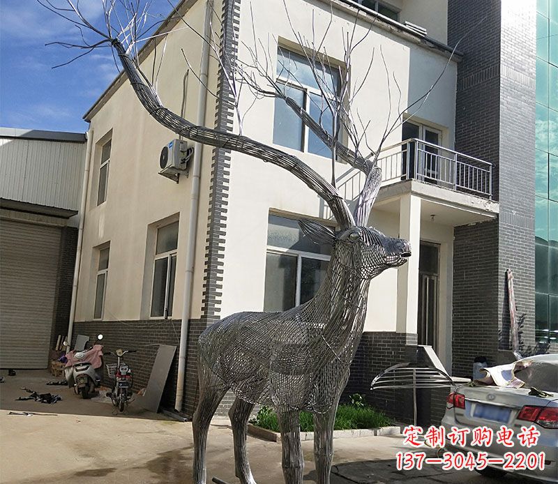 甘肃不锈钢景观梅花鹿雕塑美丽的艺术精品