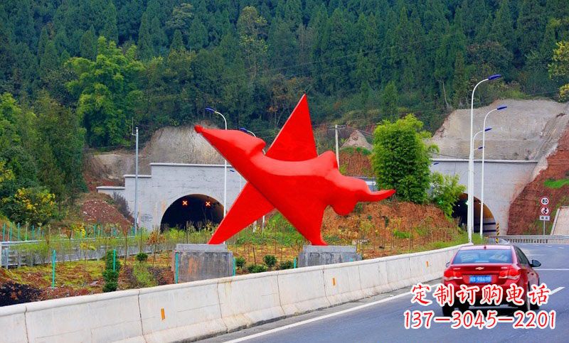 甘肃不锈钢五角星雕塑标志着和平与希望