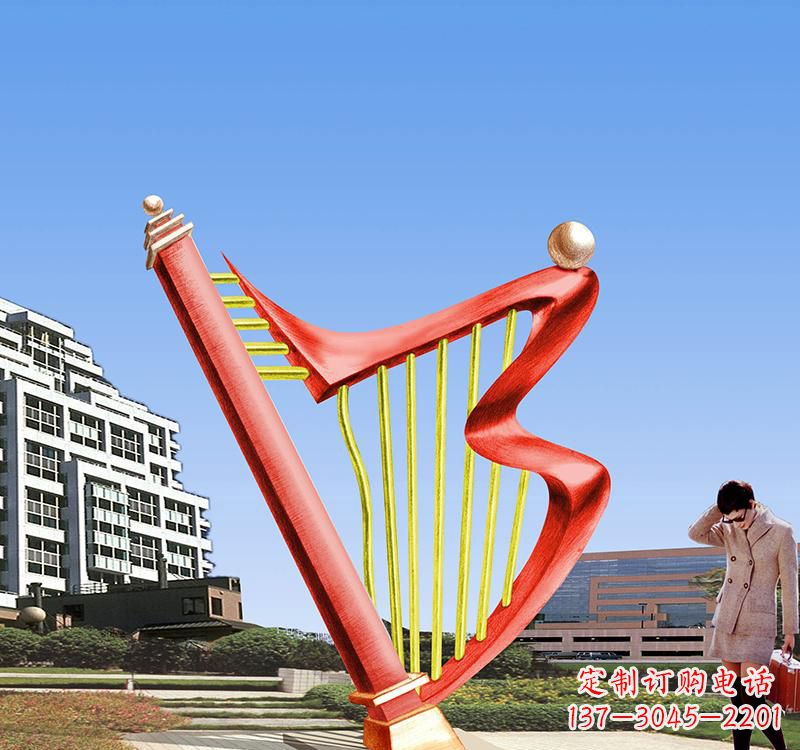 甘肃不锈钢竖琴雕塑把旋律汇聚成艺术精品