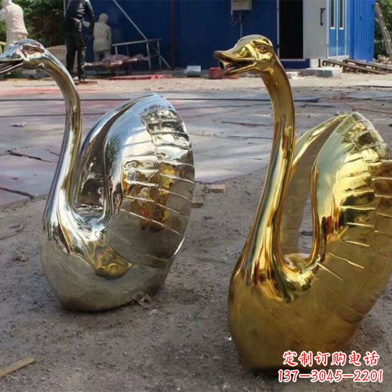 甘肃不锈钢天鹅雕塑精美而绚丽