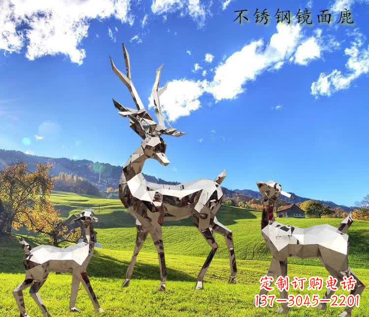 甘肃不锈钢鹿精美的动物雕塑