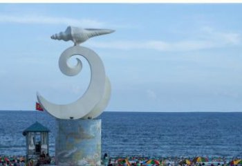 甘肃海浪与海螺雕塑的结合——不锈钢景区的美景