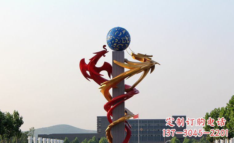 甘肃龙凤呈祥一对不锈钢雕塑的精彩展示
