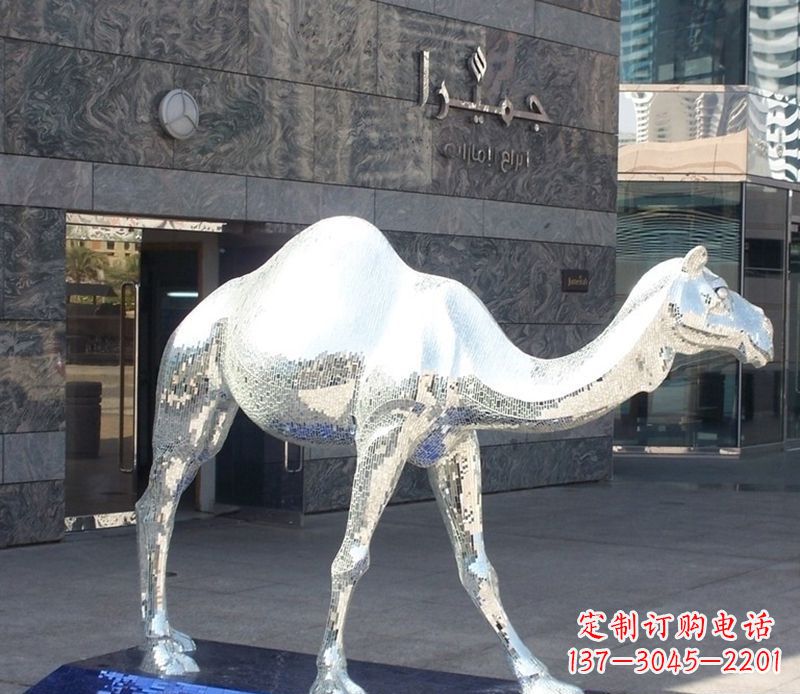 甘肃不锈钢骆驼雕塑精美外形折射古朴美感
