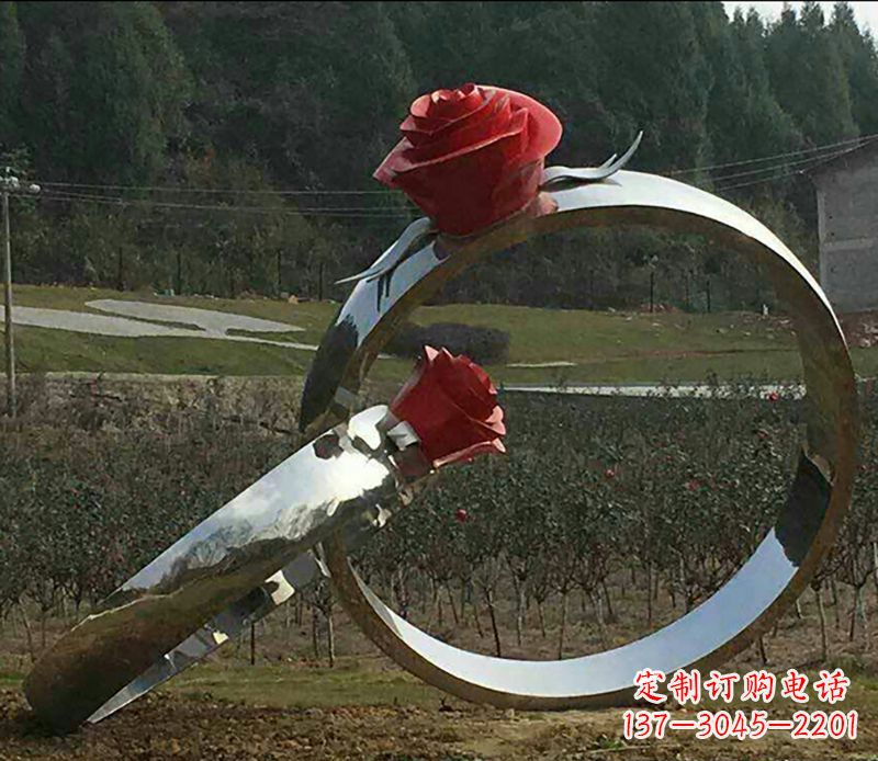 甘肃不锈钢玫瑰雕塑精美的艺术珍品