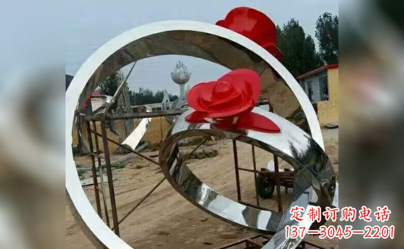 甘肃不锈钢玫瑰花戒指雕塑