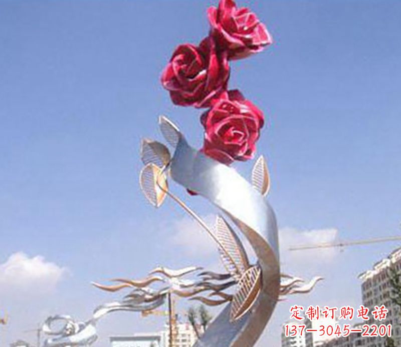 甘肃不锈钢玫瑰雕塑精美的艺术品