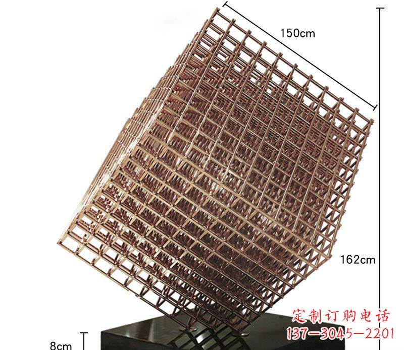 甘肃玫瑰金色几何雕塑