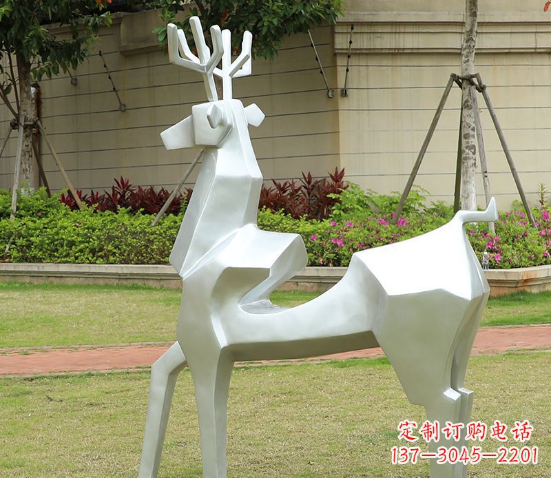 甘肃不锈钢美陈动物雕塑——鹿