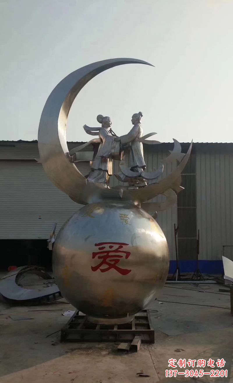甘肃不锈钢牛郎织女雕塑传承爱情的象征