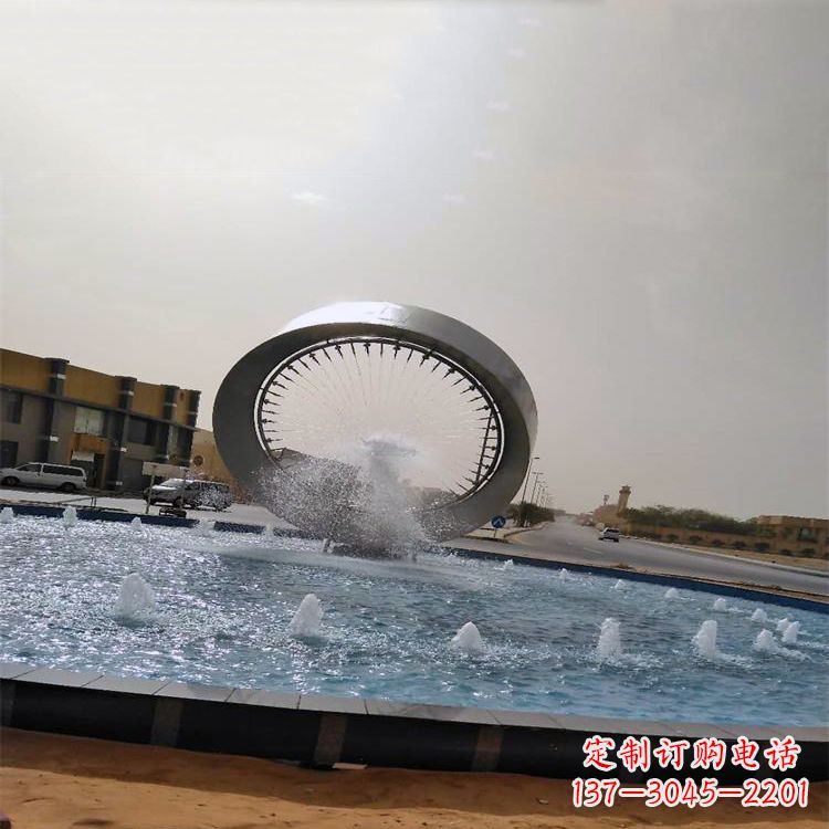 甘肃精美不锈钢喷泉雕塑,增添环形绿景魅力