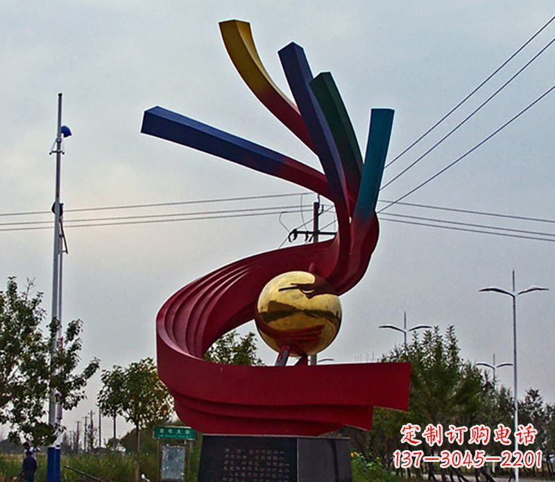 甘肃不锈钢飘带雕塑艺术与自然的完美结合