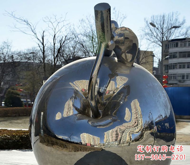 甘肃不锈钢苹果镜面雕塑精美绝伦