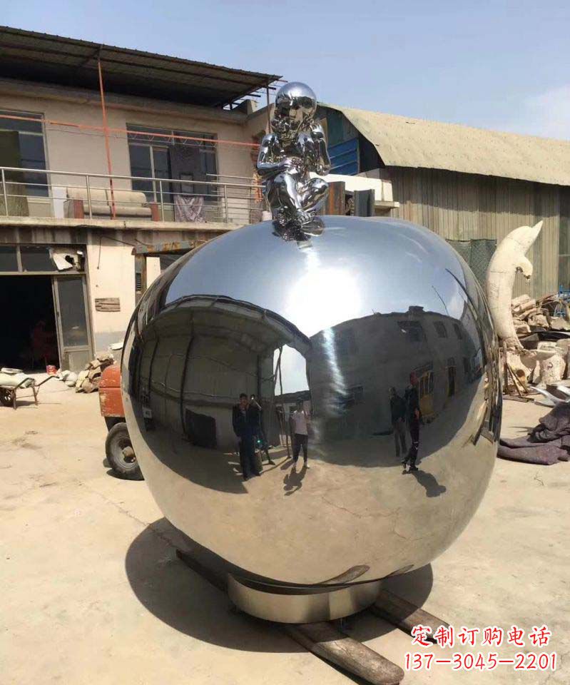 甘肃精美不锈钢苹果雕塑
