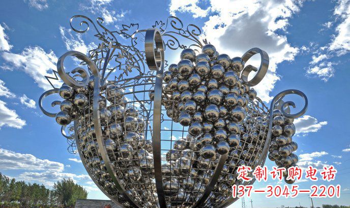 甘肃不锈钢葡萄雕塑精致美观、经久耐用