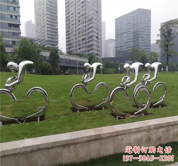 甘肃不锈钢自行车雕塑美丽的艺术绽放