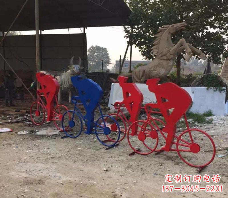 甘肃不锈钢骑自行车雕塑一种经典的艺术形式