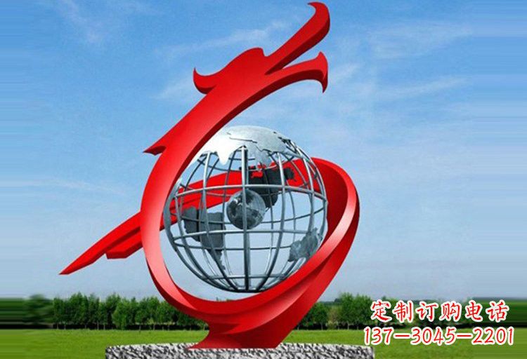 甘肃不锈钢地球雕塑精美雕塑饰以美丽世界
