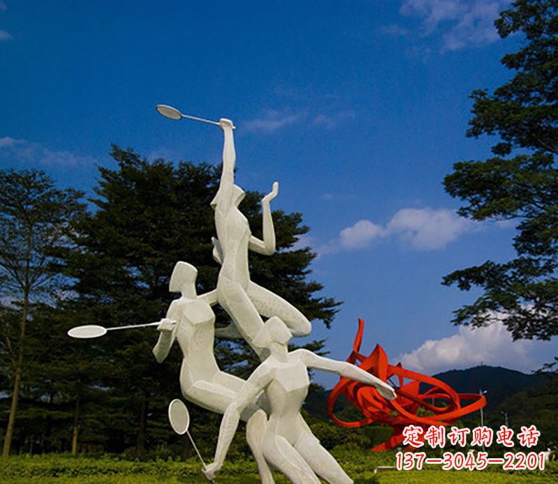 甘肃不锈钢羽毛球雕塑精美线条展现体育热情