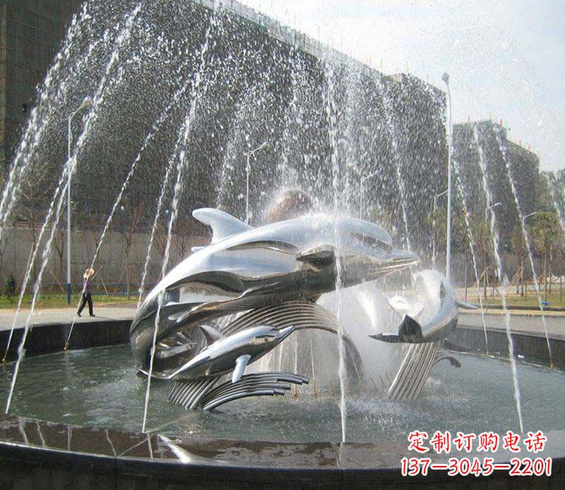 甘肃不锈钢商场大型景观鱼喷泉展现雕塑之美