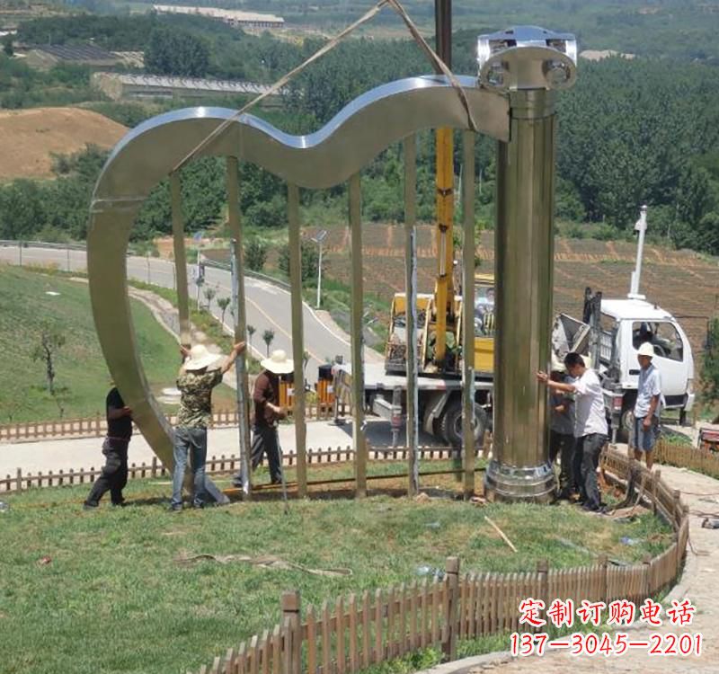 甘肃音乐美学不锈钢竖琴雕塑