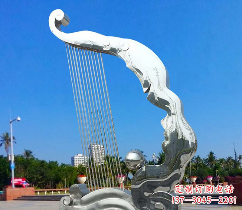 甘肃不锈钢竖琴雕塑——传承古典音乐之美