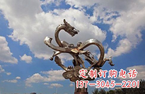 甘肃不锈钢双龙戏珠雕塑——千古传说的艺术瑰宝