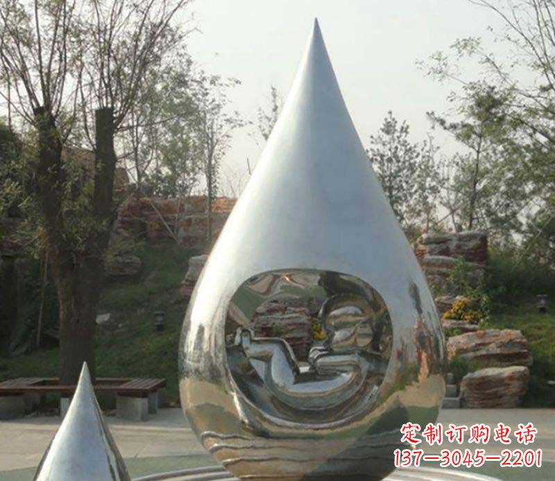 甘肃不锈钢水滴雕塑精致简约的艺术之美