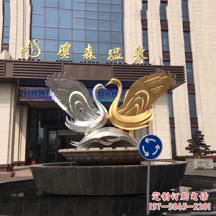 甘肃高贵而优雅不锈钢天鹅雕塑