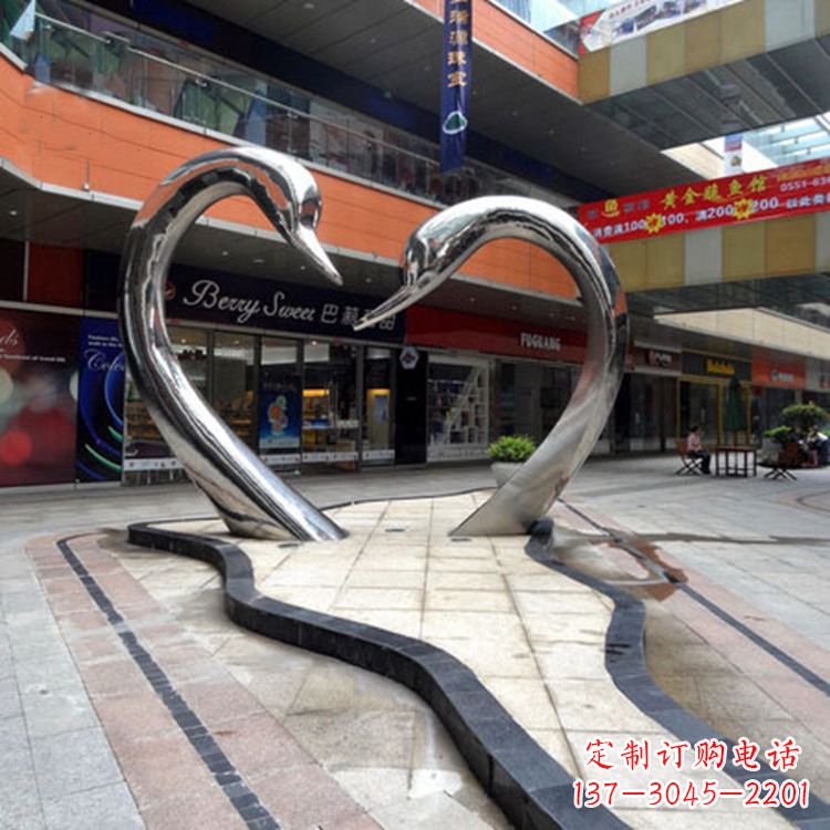甘肃不锈钢天鹅爱情雕塑把浪漫永恒的爱情永久凝固