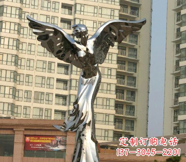 甘肃不锈钢天使雕塑传递温暖的祝福
