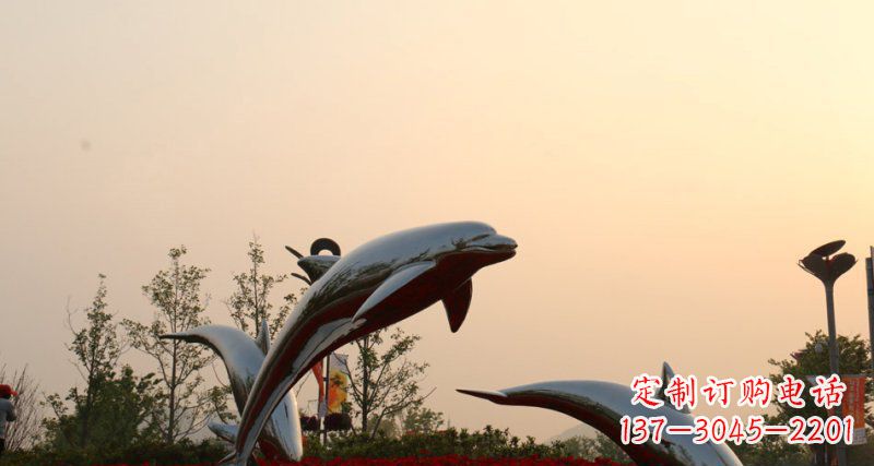 甘肃不锈钢海豚雕塑跳跃的美丽