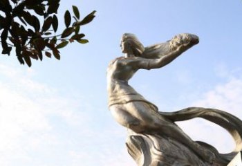 甘肃女娲传承中华神话的不锈钢雕塑