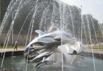 甘肃不锈钢商场大型景观鱼喷泉展现雕塑之美