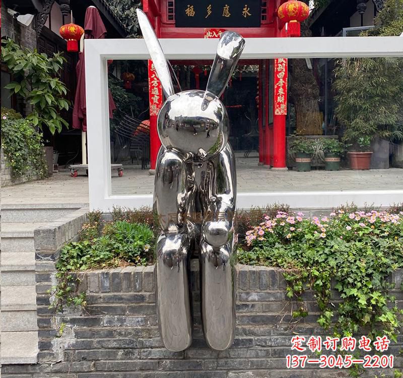 甘肃不锈钢兔子雕塑精美的艺术作品