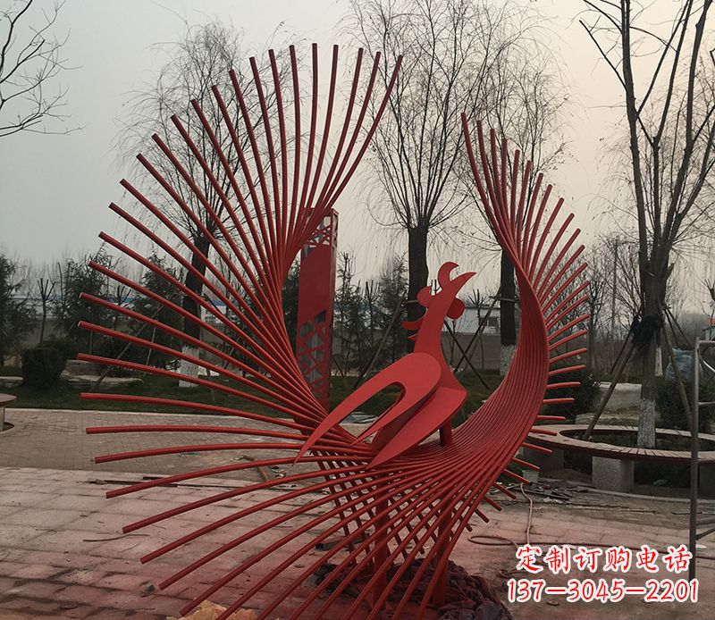 甘肃不锈钢网状凤凰雕塑精美的艺术之作
