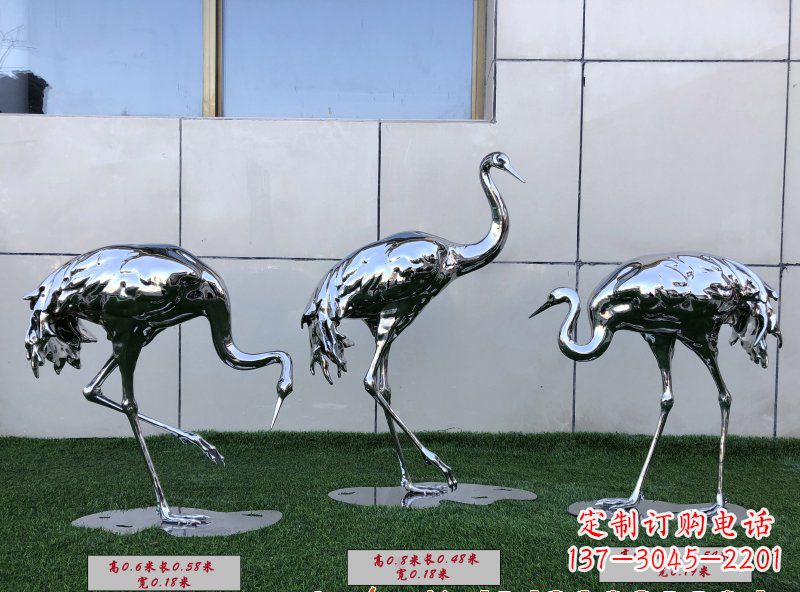 甘肃不锈钢仙鹤雕塑传承中国古典美感