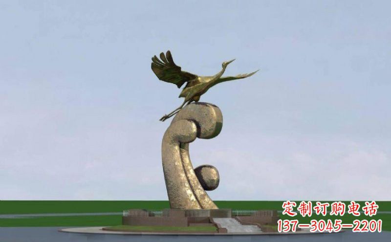 甘肃不锈钢仙鹤雕塑象征着美丽和宁静