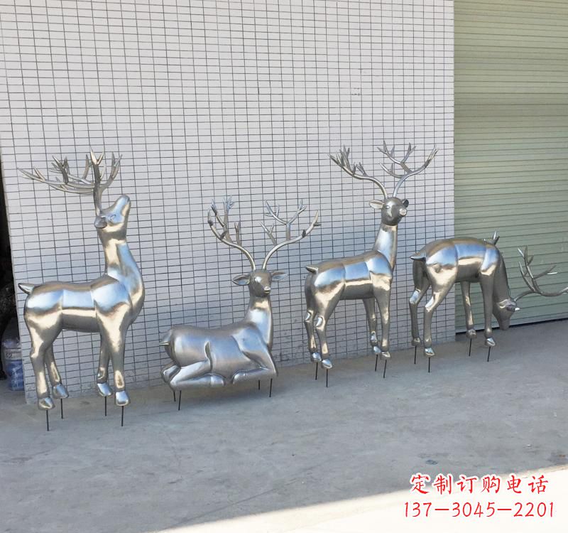 甘肃不锈钢梅花鹿雕塑传承美丽的自然