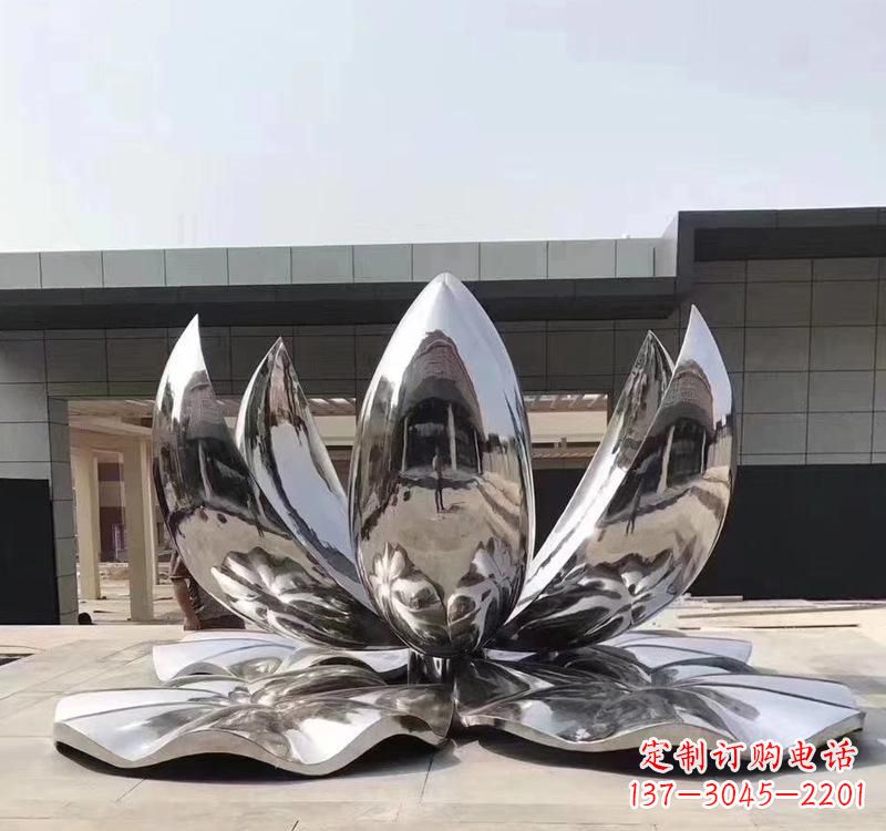 甘肃不锈钢现代镜面荷花雕塑精美绝伦