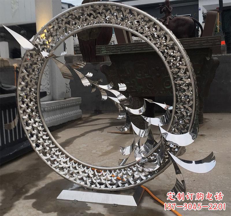 甘肃不锈钢现代圆环雕塑——铸就艺术精粹