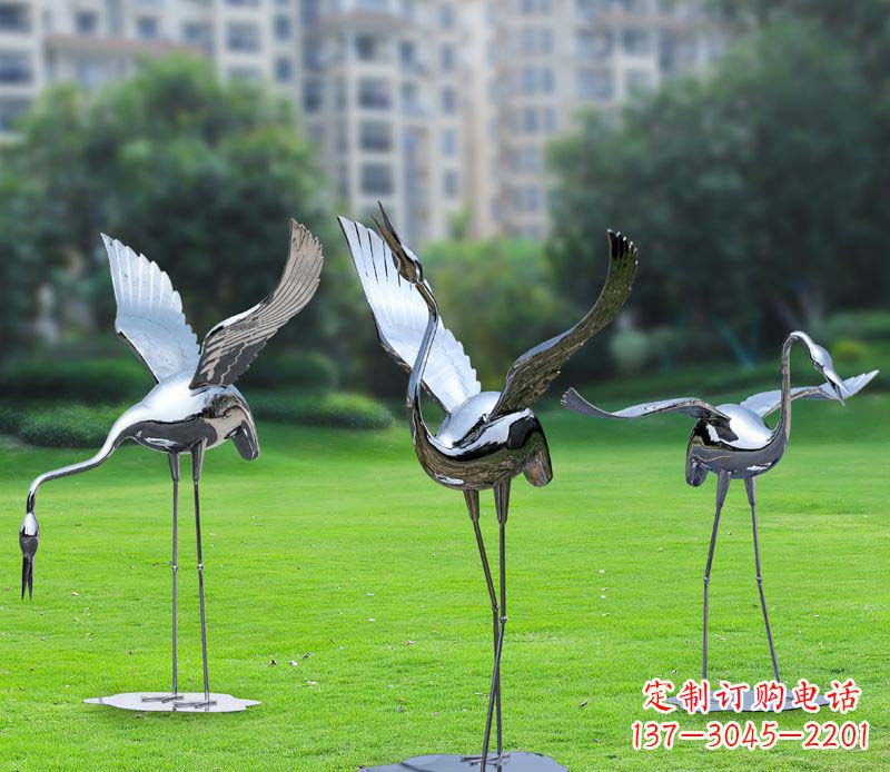 甘肃不锈钢仙鹤雕塑展现传统文化风采