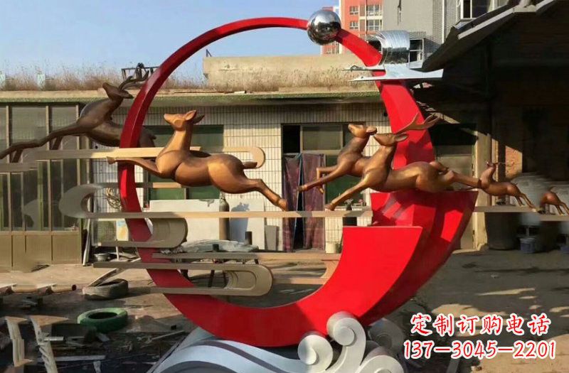 甘肃不锈钢制作的梅花鹿雕塑