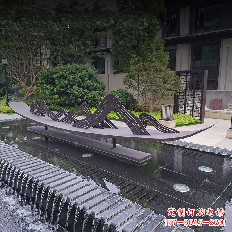 甘肃精美的不锈钢小船假山