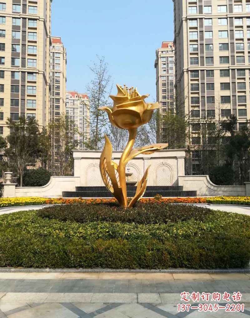 甘肃不锈钢小区玫瑰花雕塑浓郁情感的视觉体验