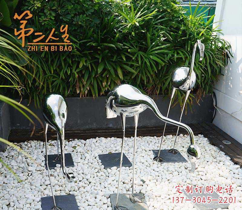 甘肃不锈钢仙鹤雕塑象征着吉祥和美景